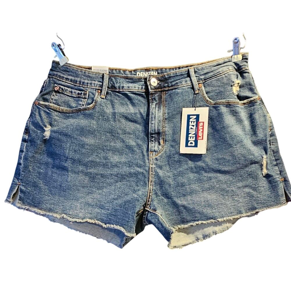 Levis Denizen Womens High-Rise Denim Short Shorts Size 18 Raw Hem NEW w/ Tags